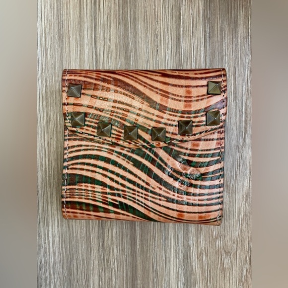 Patricia Nash Simona Wavy Stripe Leather Satchel w/matching Reiti Wallet EUC - Picture 8 of 10